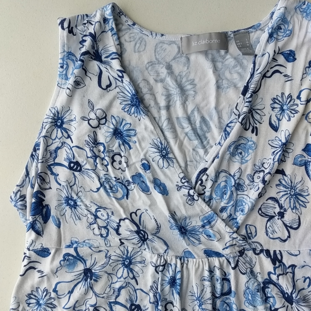 Liz Claiborne floral faux wrap baby doll tank top